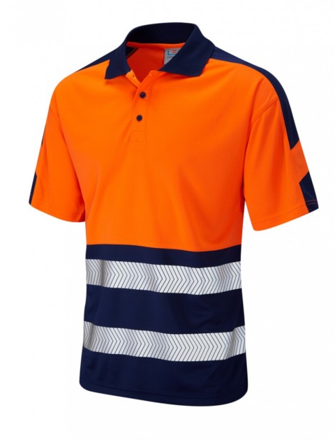 Leo Watersmeet dual colour Coolviz plus polo shirt orange/navy High Visibility